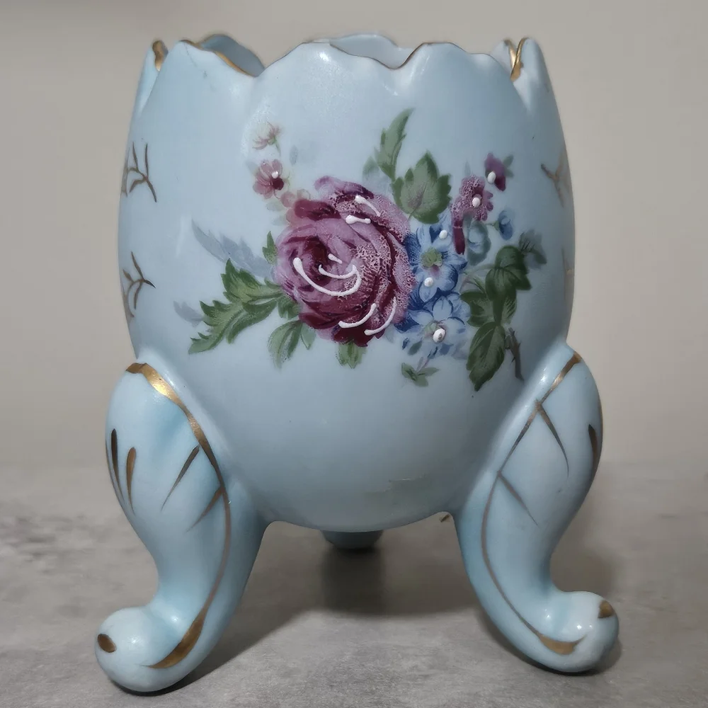 🔅Vintage Napcoware Porcelain Floral Footed Cracked Egg Vase Collectible Decor